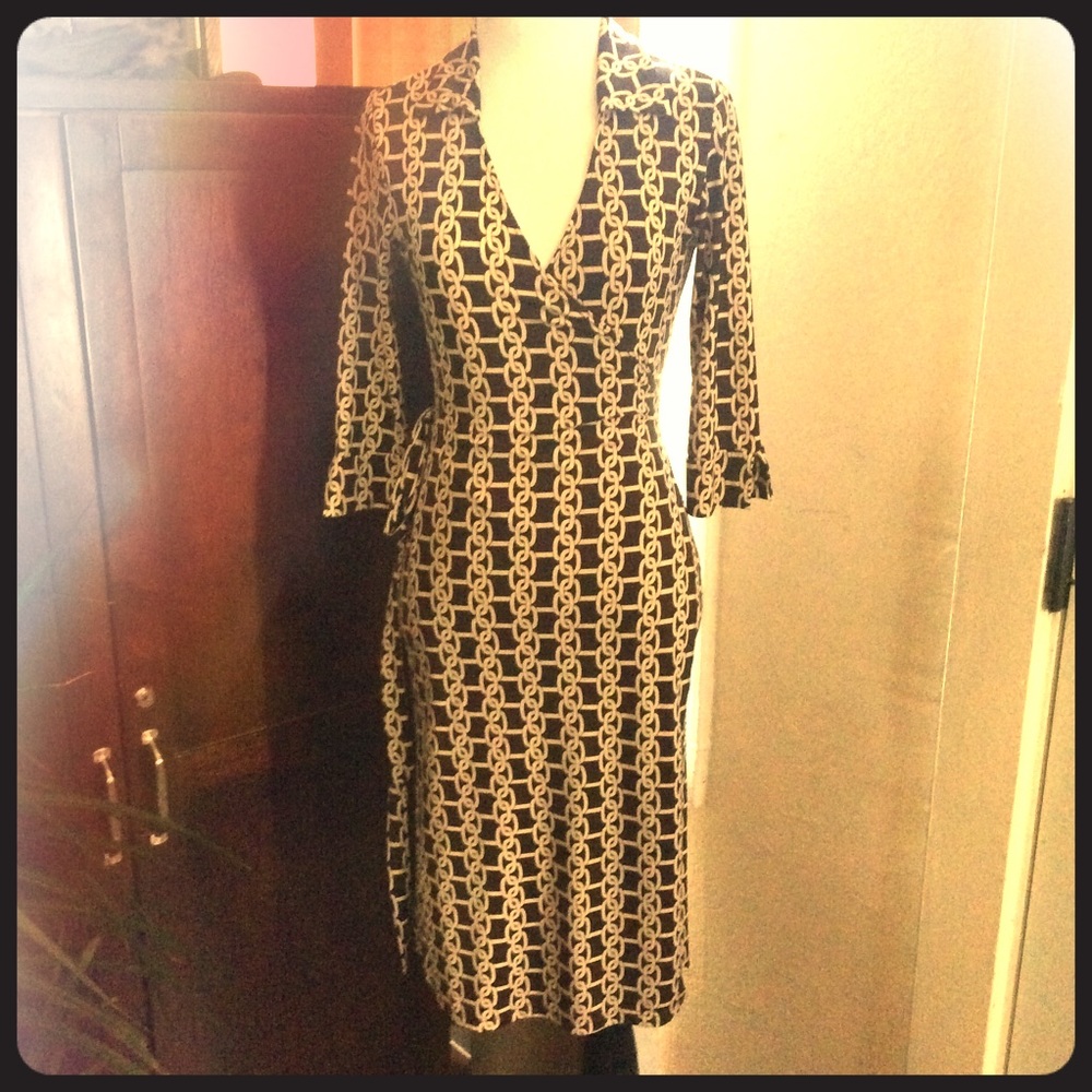 brown & cream wrap dress ✨excellent condition